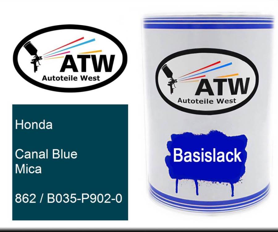 Honda, Canal Blue Mica, 862 / B035-P902-0: 500ml Lackdose, von ATW Autoteile West.